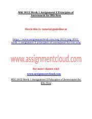 Nsg Week Assignment Principles Of Assessment For Rns New Doc