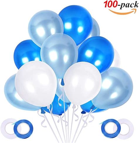 JOJOR Palloncini Azzurri E Bianchi 100 Pezzi Palloncini Blu Perlati