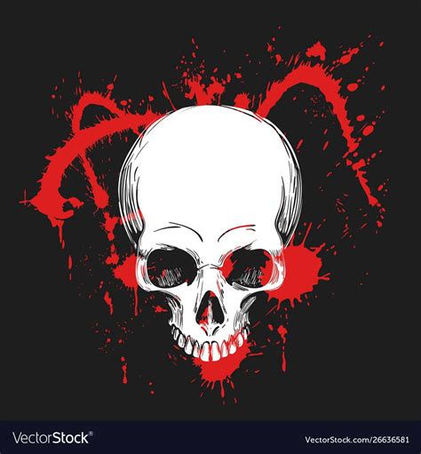 Human Skull In Blood Splashes Royalty Free Vector Image Sponsored