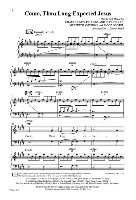 Come Thou Long Expected Jesus Choral Anthem Satb Sheet Music Pdf