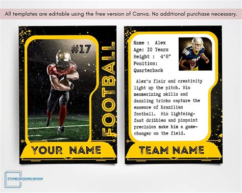 Football Trading Card Template Trading Card Template Canva Template ...