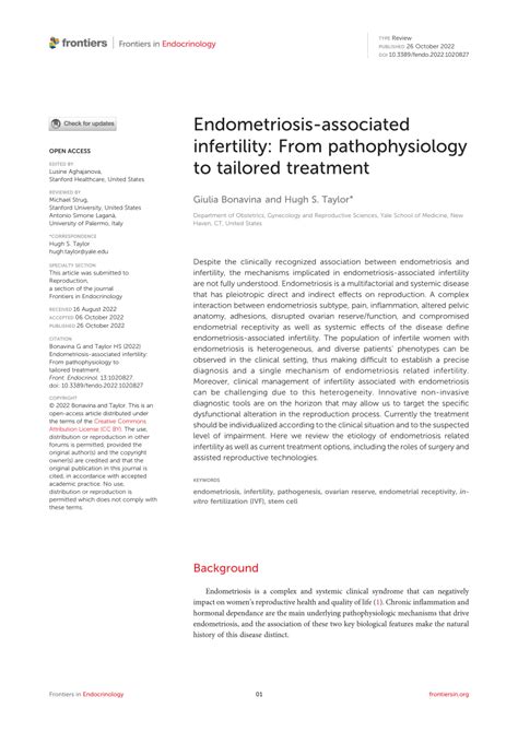 PDF Endometriosis Associated Infertility From Pathophysiology To