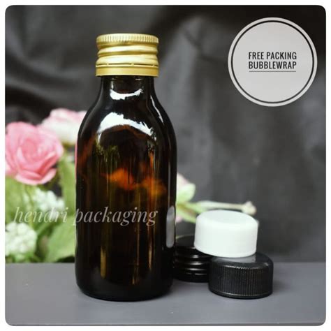 Jual Botol Kaca Amber 100ml Tutup Aluminium Gold Botol Bode Shopee