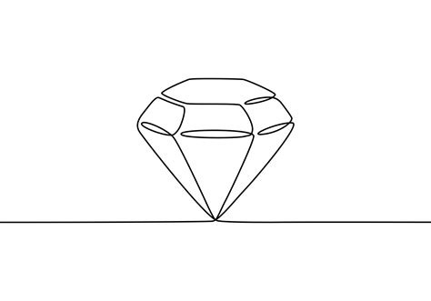 Diamond One Line Drawing Gem Symbol Continuous Line Illustration