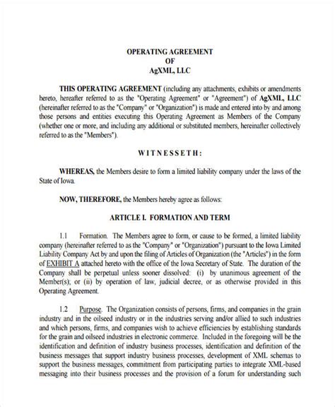 Llc Operating Agreement Word Template