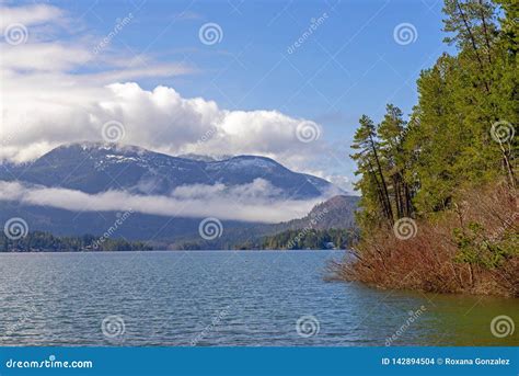 View from Sproat Lake Provincial Park in Vancouver Island, BC, Canada Stock Photo - Image of ...