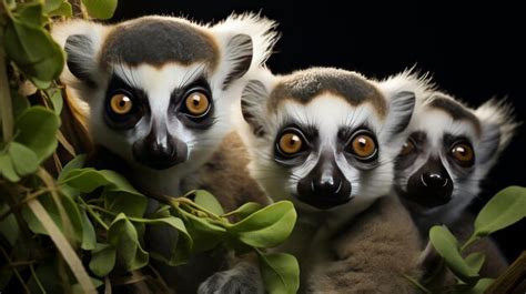 A Group Of Lemurs Sit Together On A Tree Premium Ai Generated Image