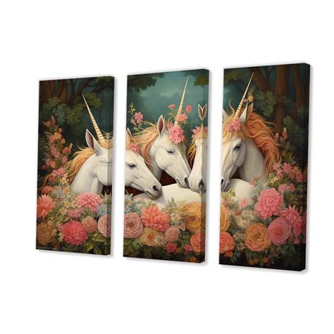 Design Art Cute Unicorns Sleeping Together In Flowerfield Iii Fantasy