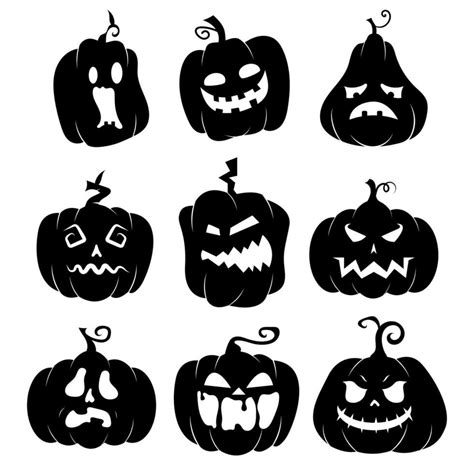 Halloween pumpkin face expression silhouette collection. 29294399 ...