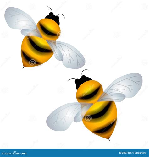 Bees Flying To The Flower Hand Drawn Beekeeping Vector Illustration