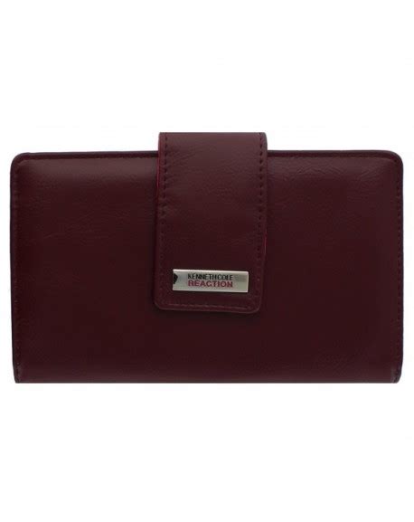 Kenneth Cole Reaction Womens Tab Utility Clutch Wallet Wmirror Berry