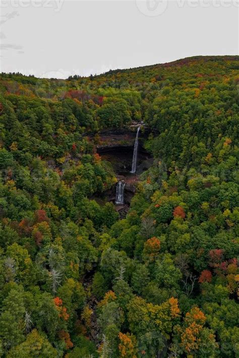 Kaaterskill Falls And Fall Foliage In The Catskill Mountains In Upstate