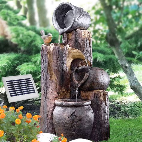 Solar Water Feature Beautiful Pottery Fountain Bird Bath Fountain