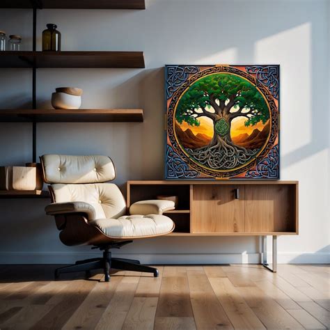 Tree Of Life Canvas Wall Art Yggdrasil Artwork Mandala Wall Art