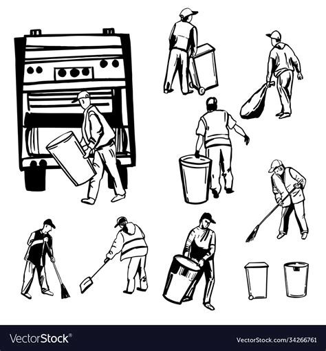 City Street Cleaners Sanitation Workers Royalty Free Vector