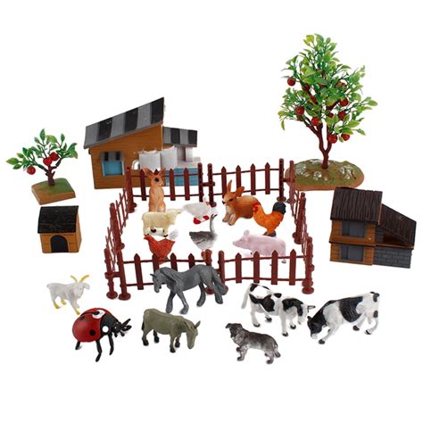 21Pcs Farm Animals Set Includes Fences Animals Animal Figures TOY Farm ...