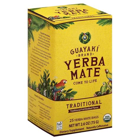 Guayaki Organic Yerba Mate Traditional 25 Tea Bags