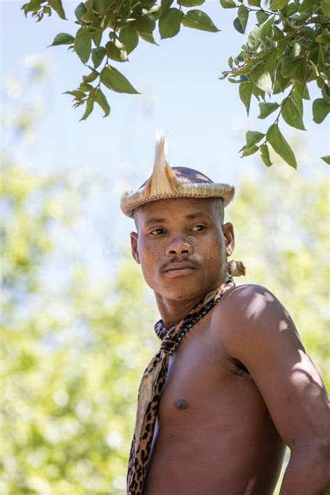 Zulu Warrior With His Wife In Shakaland Zulu Village South Africa