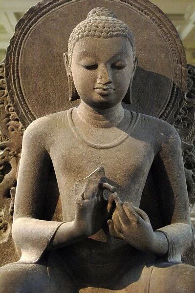 Sandstone figure of the seated Buddha. 5th century