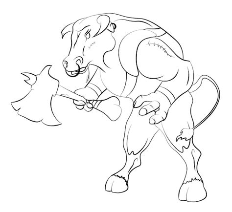 Premium Vector Minotaur Bull Has Prepared For Battle And Is Holding A