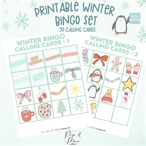 Printable Winter Bingo Set For Kids Arctic Learning Game Etsy