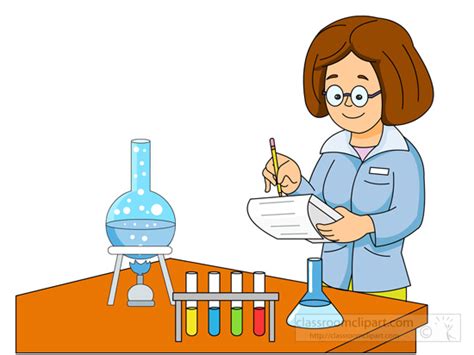 Science Clipart - lady-scientist-performing-experiment-graduated-cylinder - Classroom Clipart