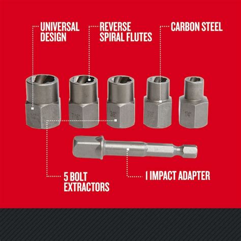 CRAFTSMAN 6-Pack Standard (Sae) Assorted drive Impact Bolt Extractor ...