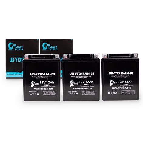 3 Pack UB YTX14AH BS Battery Replacement For 2000 Polaris Sportsman HO