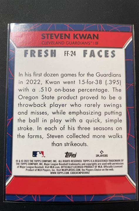 Steven Kwan Mlb Topps Series Baseball Card Rc Topps