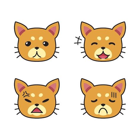 Premium Vector Set Of Cat Faces Showing Different Emotions