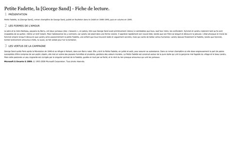 Petite Fadette La George Sand Fiche De Lecture