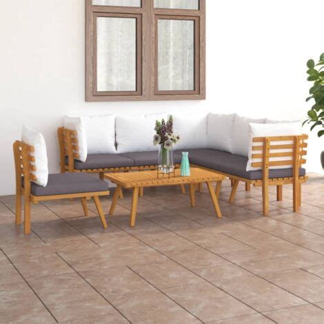 Salon De Jardin 7 Pcs Avec Coussins Bois D Acacia Solide