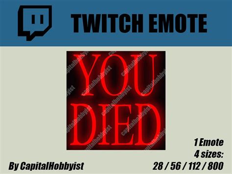 YOU DIED Emote Dark Souls Fromsoft Fromsoftware Twitch Emote Designed ...