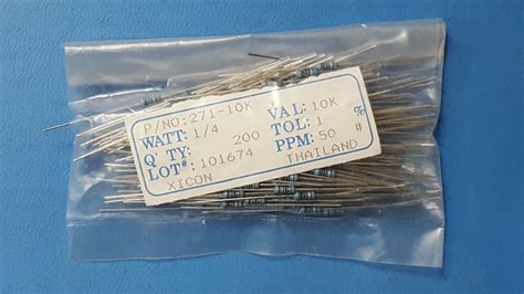 200pcs Metal Film Resistors 271 10K XICON 10 KOHM 1 1 4 W