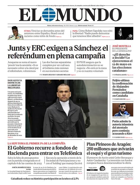 HIGHLIGHTS Cover Of EL MUNDO For Tuesday March 26 2024 Teller Report