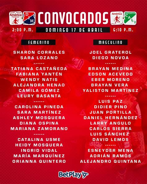 América De Cali On Twitter 📋⚽ Estos Son Nuestros Convocados Para El