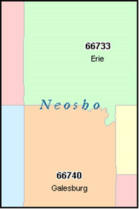 NEOSHO County, Kansas Digital ZIP Code Map