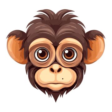 Monkey Face Vector, Sticker Clipart Cute Cartoon Chimpanzee Head On ...