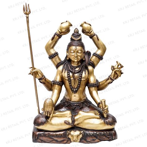 Brass Large Size Rare Shiva Idol With 6 Hands Exclusive Home Pooja