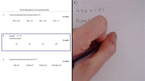 Gcse Maths Aqa Higher Specimen Paper 1 Q2 Rules Of Indices Youtube