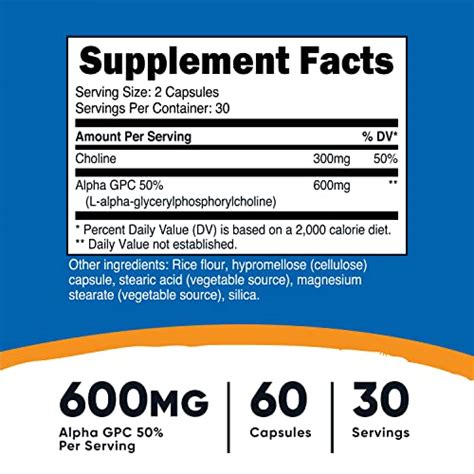 Nutricost Alpha GPC 600mg 60 Vegetarian Capsules Non GMO And Gluten