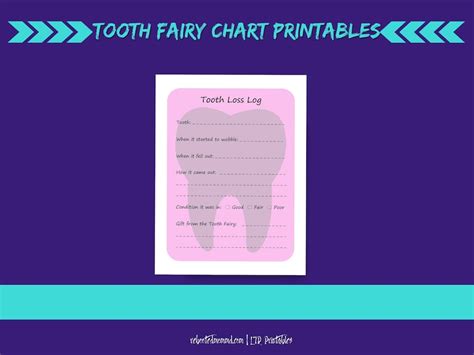 Tooth Fairy Chart Printables Tooth Fairy Kit Baby Tooth Etsy