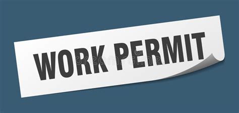 Work Permit Sticker Work Permit Square Isolated Sign Stock Vector