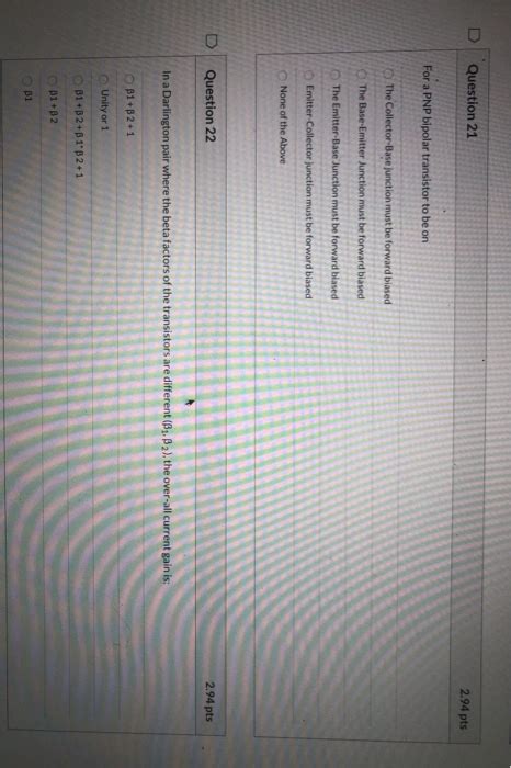 Solved D Question Pts For A Pnp Bipolar Transistor Chegg