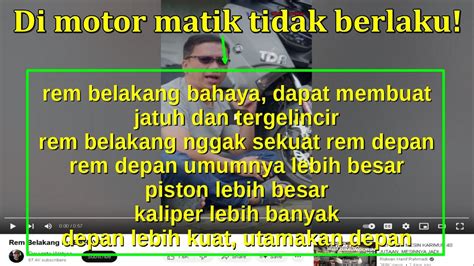 Reaction Video Untuk Rem Belakang Itu BAHAYA Justru Depan Yang