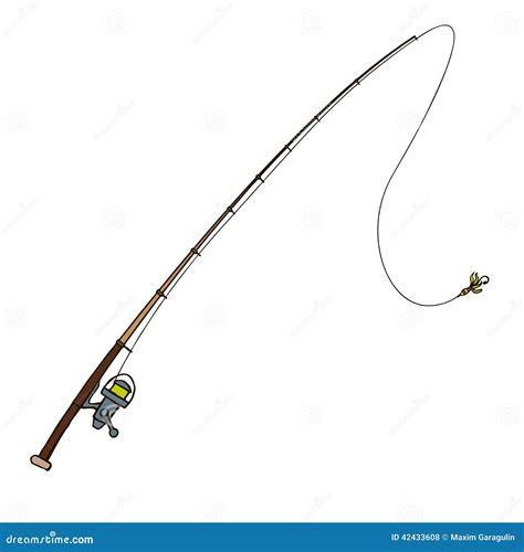 Fishing Rod With Fly Bait Vector Illustration Stock Vector