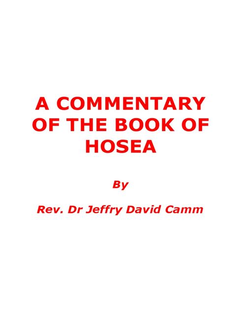 Commentary On The Book of Hosea | PDF | Hosea | Great Tribulation