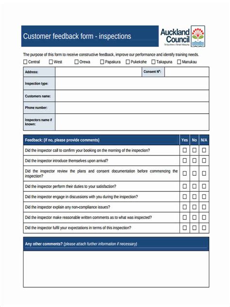 Customer Feedback Form Template Excel