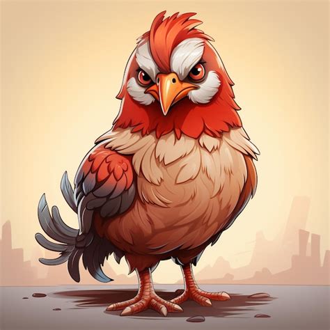 La Mascota De Dibujos Animados Del Pollo Foto Premium