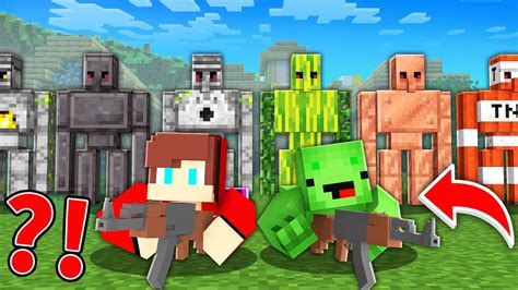 Mikey And JJ Vs Iron Golem Security In Minecraft Maizen YouTube